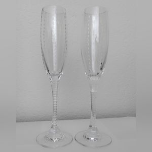 (2) Fabergé 10" Champagne Flutes Bristol Pattern by FABERGE